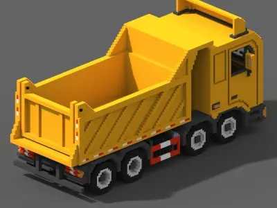 Voxel Tipper Truck Low-poly 3D model