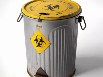 Rusty Biohazard Waste Bin 3D model