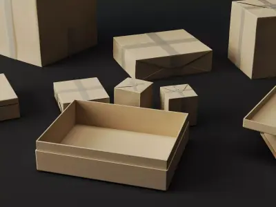 Cardboard Shipping Box Delivery Package Post Collection Low-poly 3D model