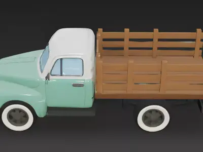 Stylized 1950s Rural Pickup Truck 3D Model Low-poly 3D model
