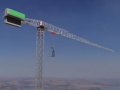 Flat Top Tower Crane 3 - Construction Crane 3D model