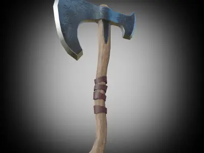 Axe Weapon PBR Low-poly  game ready 3D model Low-poly 3D model