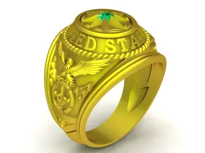 Military United Emblem Signet Ring for Men  443 3D print model