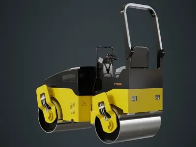 Road Roller 1A Low-poly 3D model