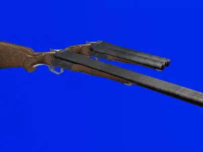 PSX Double Barrel Shotgun - Long  and Sawed-Off Low-poly 3D model