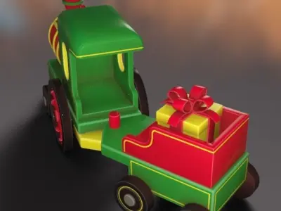 stylized toy train christmas 3D model