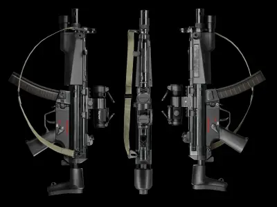 Game Ready HK MP5 - NYPD Style - AAA PBR Rigged Low-poly 3D model