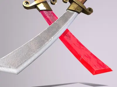 knife 1 two swords Low-poly 3D model