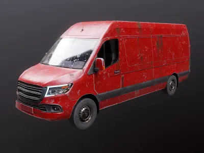 Generic Rusted Euro Long Panel Van 3D model