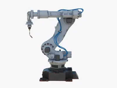 Industrial Welding Robot White Rusty Low-poly 3D model