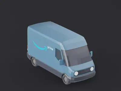Amazon Prime Delivery Van Stylized Low-poly 3D model