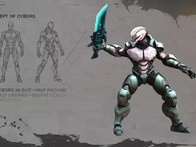 Cyberfang Low-poly 3D model