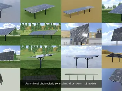 Agricultural photovoltaic solar plant all versions 3D Model Pack