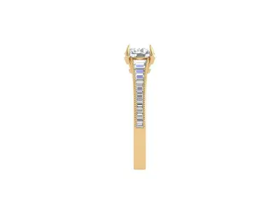 Solitaire Engagement Art Deco Ring 3D print model 53