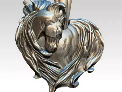 Horse pendant  Love Heart Symbol 3D print model