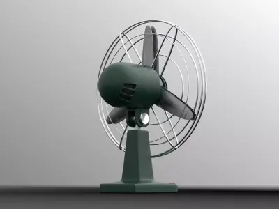 Industrial  Fan - Rigged - Futuristic - Retro Low-poly 3D model