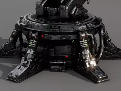Heavy Sci-Fi Plasma Defense Turret - PBR Game Ready Low-poly 3D model