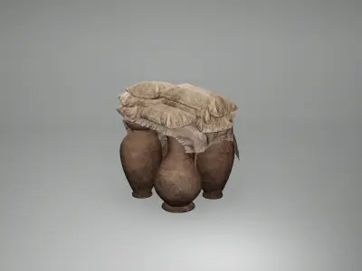 Viking Pots Low Poly Game Ready Low-poly 3D model