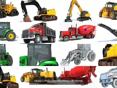 Heavy Construction Machinery 3D Model Pack