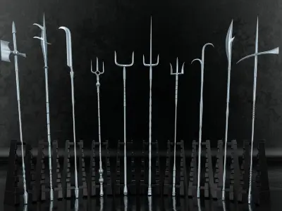 50 Spear Base Mesh  Clean UV and IMM Brush and  ABR Brush  VOL01 3D model