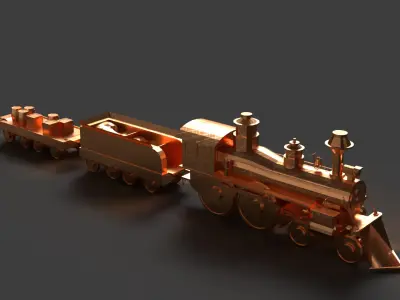 Steam train   Low-poly 3D model