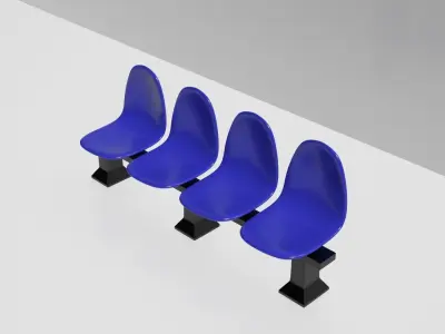 Waiting Chair Four Seats 3D Model 3D model