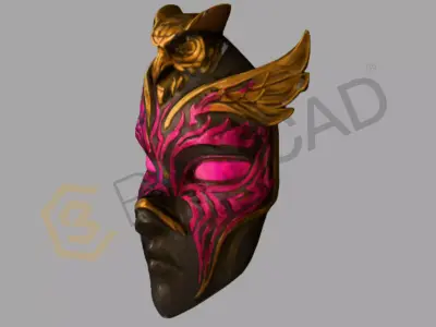 Infernal Owl Guardian Mask 3D Model High Detail 3D model