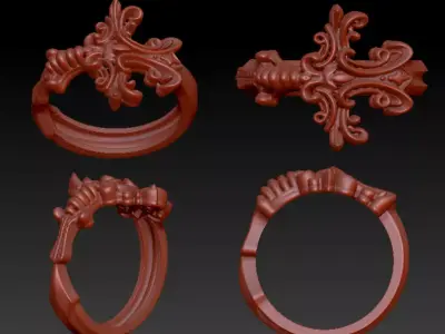  Filigree Sword Ring 3D print model