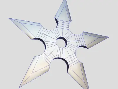 Shuriken metal star Low-poly 3D model
