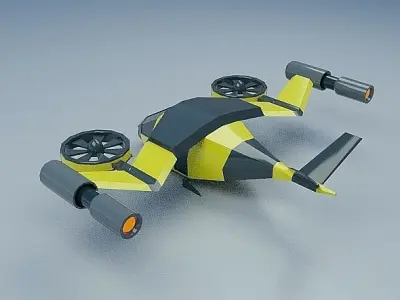 Flying vehicle concept Low-poly 3D model
