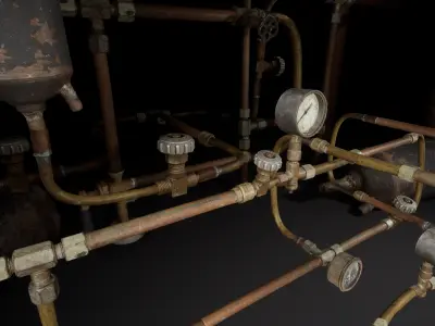 Pipes System Low-poly 3D model