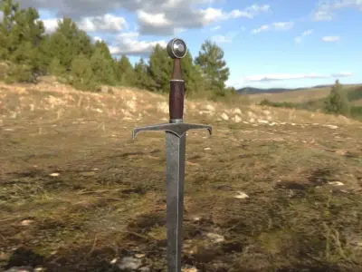 Medieval Sword Low-poly 3D model 19