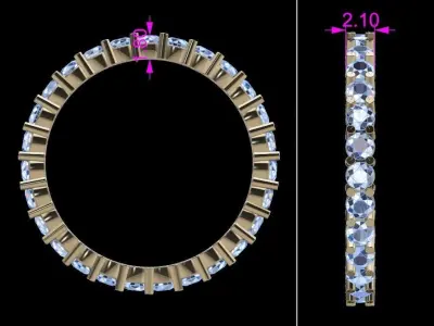 Diamond Infinity Wedding Band or Fashion Band Size 5 3D print model
