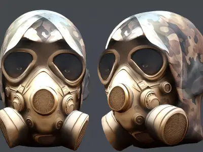 Gas mask helmet 3d model military combat Low-poly  Low-poly 3D model get