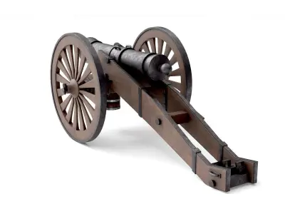 Old Cannon Low-poly 3D model 2
