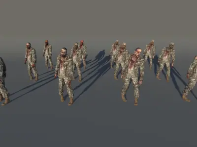 Zombie Army 3 Low-poly 3D model