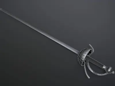 Rapier Sword Low-poly 3D model