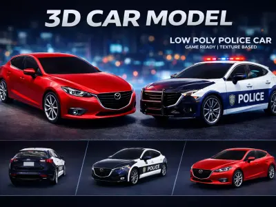 Low Poly Police Car  Sedan 3D Model 3D Model Pack