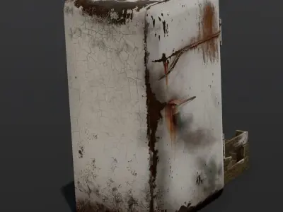 Rusted Fridge 3D Model  Low-poly 3D model