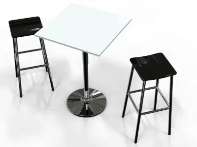 High table and stool - Bar set 3 3D model