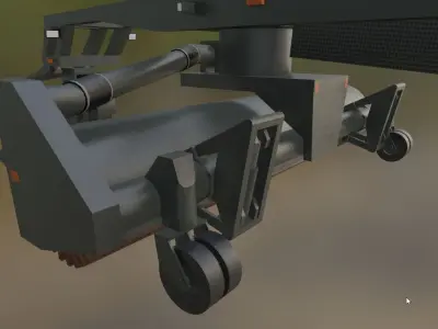 Towed Airport Sweeper-Blower for runway maintenance Low-poly 3D model