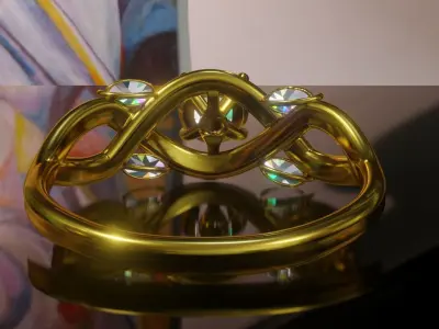 Golden Diamond Ring  3D model