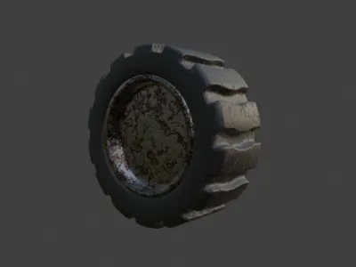 Weathered Off-road Wheel and Tire 3D Model 3D model