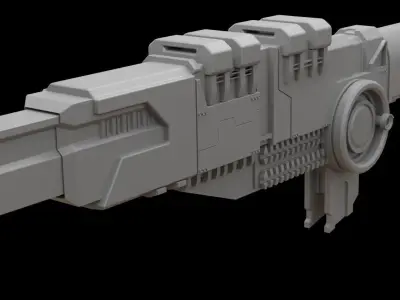 Mecha hard surface cannon 3D model by aungpyaephyopi