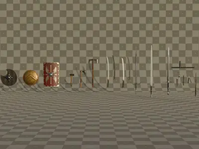 Melee Weapons Asset Pack- Handheld High Definition Bundle Low-poly 3D model