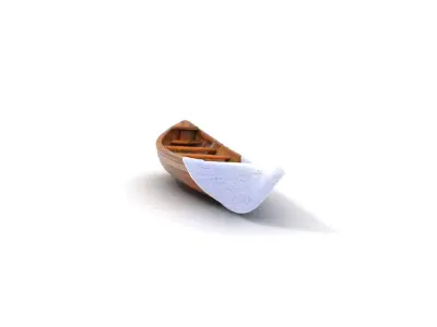 Wooden Rowboat Model Pack with Detailed Texturing Low-poly 3D model