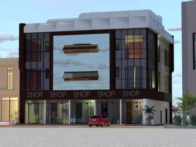 Contemporary Commercial Building A15 SketchUp and DWG Files 3D model