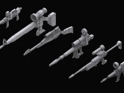 Gundam Earth Federation Rifles 3D model