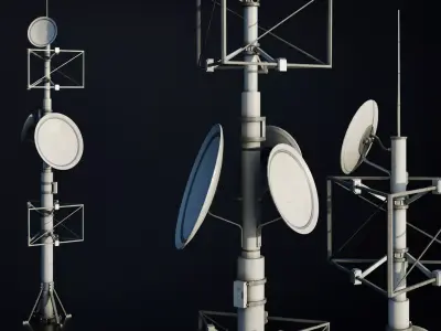 Antenna Large Industrial - Parabolic Roof Unit - Type A Low-poly 3D model