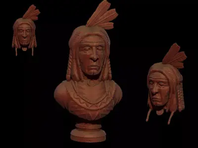 LAKOTA indian bust 3D print model